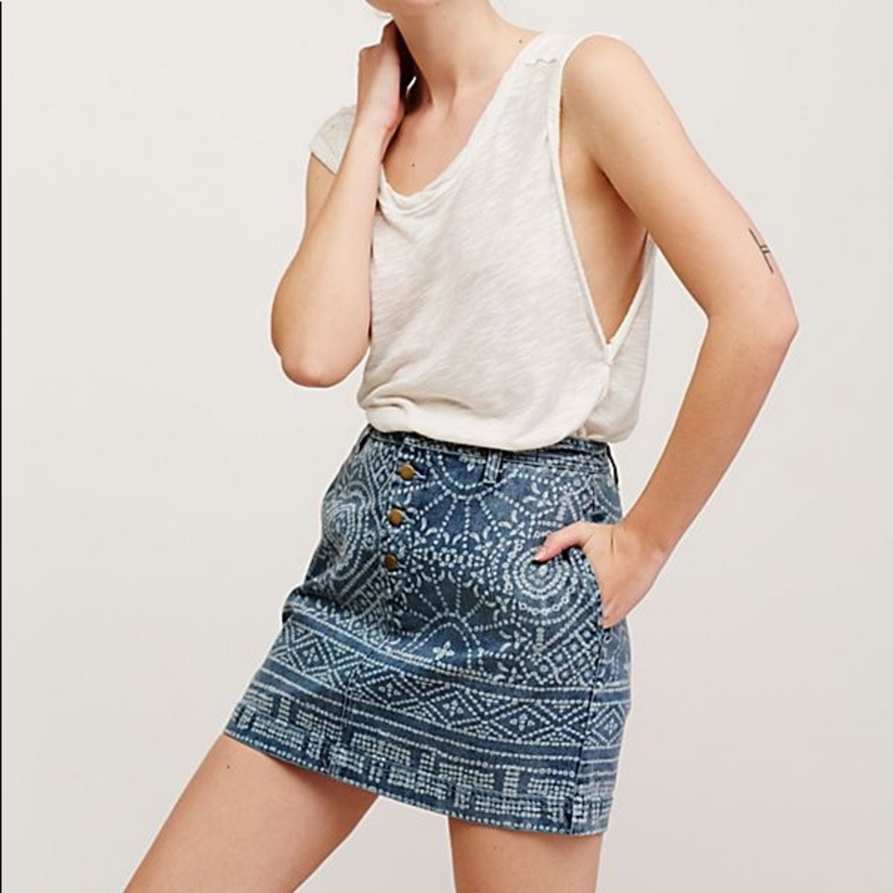 Like New Free People Schoole Daze Denim Mini Skirt